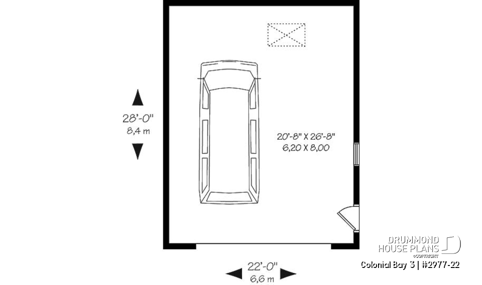 1st level - 2-Car garage plan with large storage area in the attic. - Colonial Bay 3