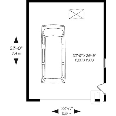 1st level - 2-Car garage plan with large storage area in the attic. - Colonial Bay 3
