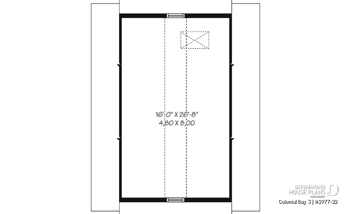 2nd level - 2-Car garage plan with large storage area in the attic. - Colonial Bay 3