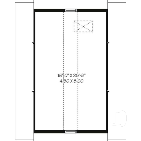 2nd level - 2-Car garage plan with large storage area in the attic. - Colonial Bay 3