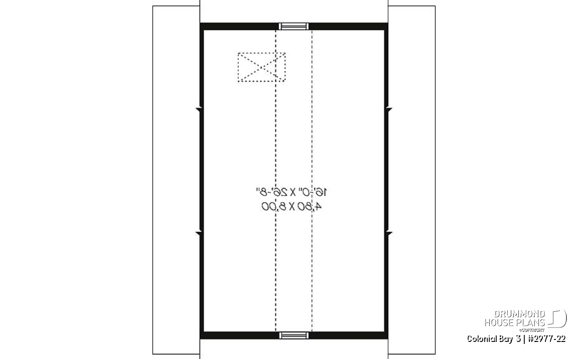 2nd level - 2-Car garage plan with large storage area in the attic. - Colonial Bay 3