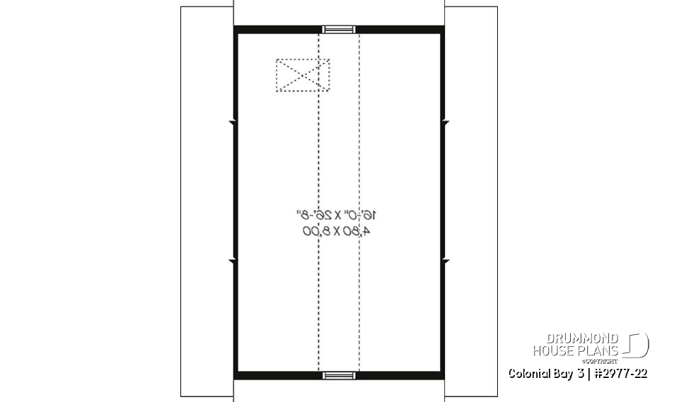 2nd level - 2-Car garage plan with large storage area in the attic. - Colonial Bay 3