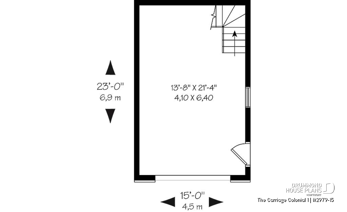 1st level - One-car garage plan with bonus space on attic - The Carriage Colonial 1
