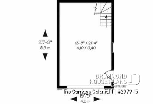 1st level - One-car garage plan with bonus space on attic - The Carriage Colonial 1