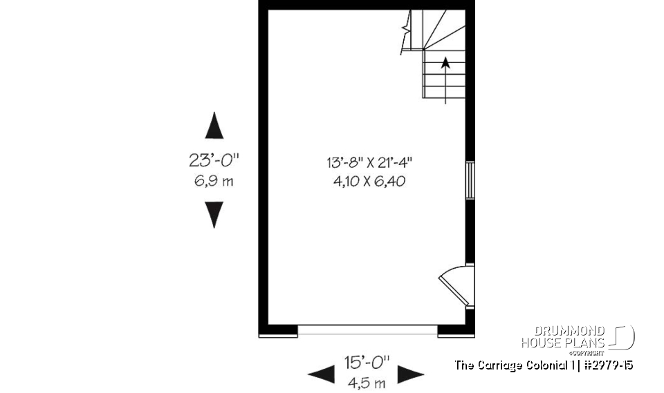 1st level - One-car garage plan with bonus space on attic - The Carriage Colonial 1