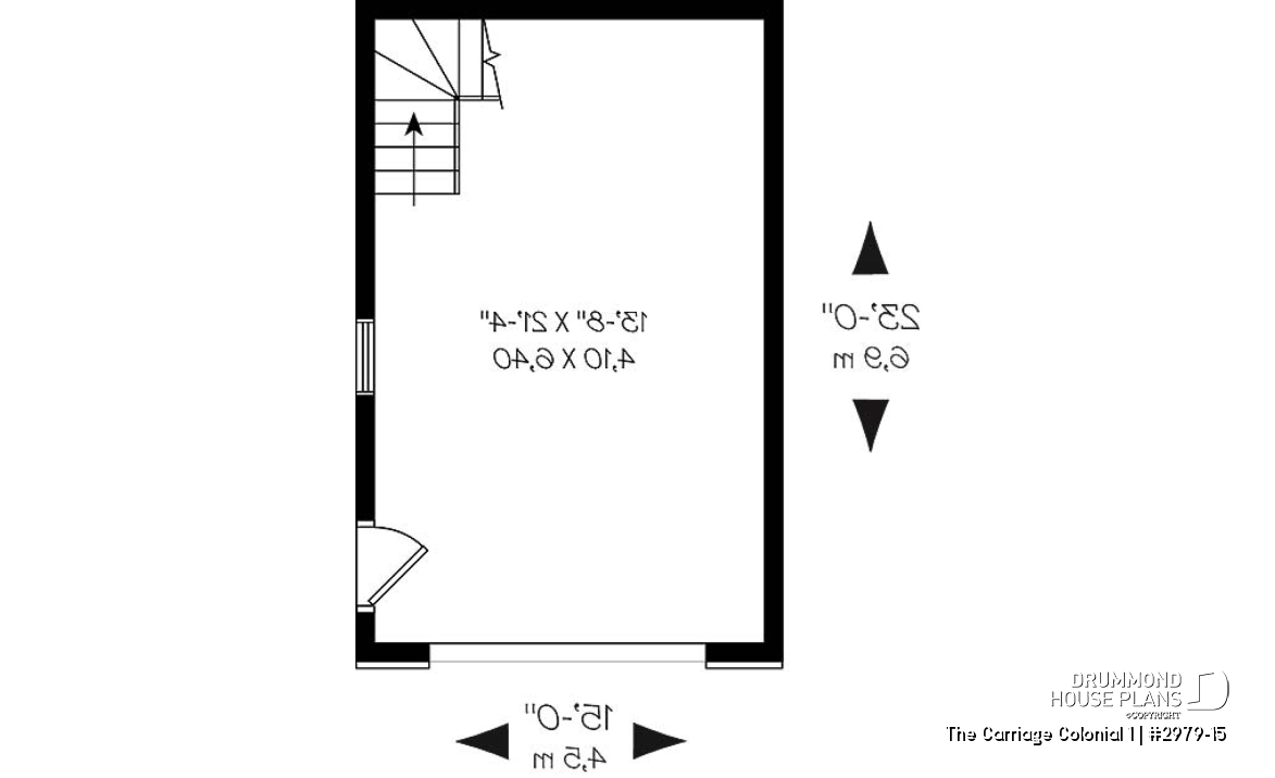 1st level - One-car garage plan with bonus space on attic - The Carriage Colonial 1