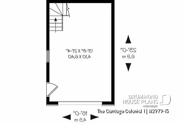 1st level - One-car garage plan with bonus space on attic - The Carriage Colonial 1