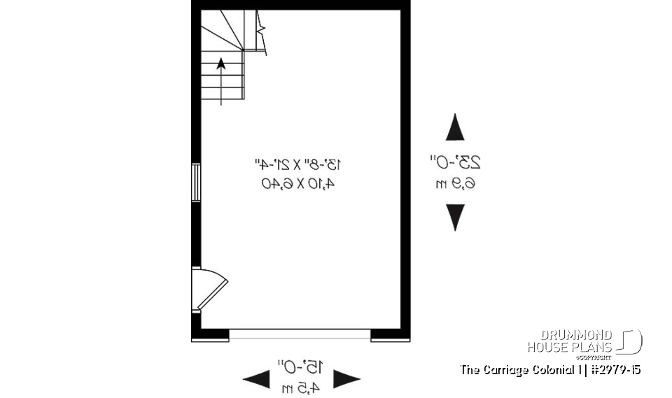 1st level - One-car garage plan with bonus space on attic - The Carriage Colonial 1