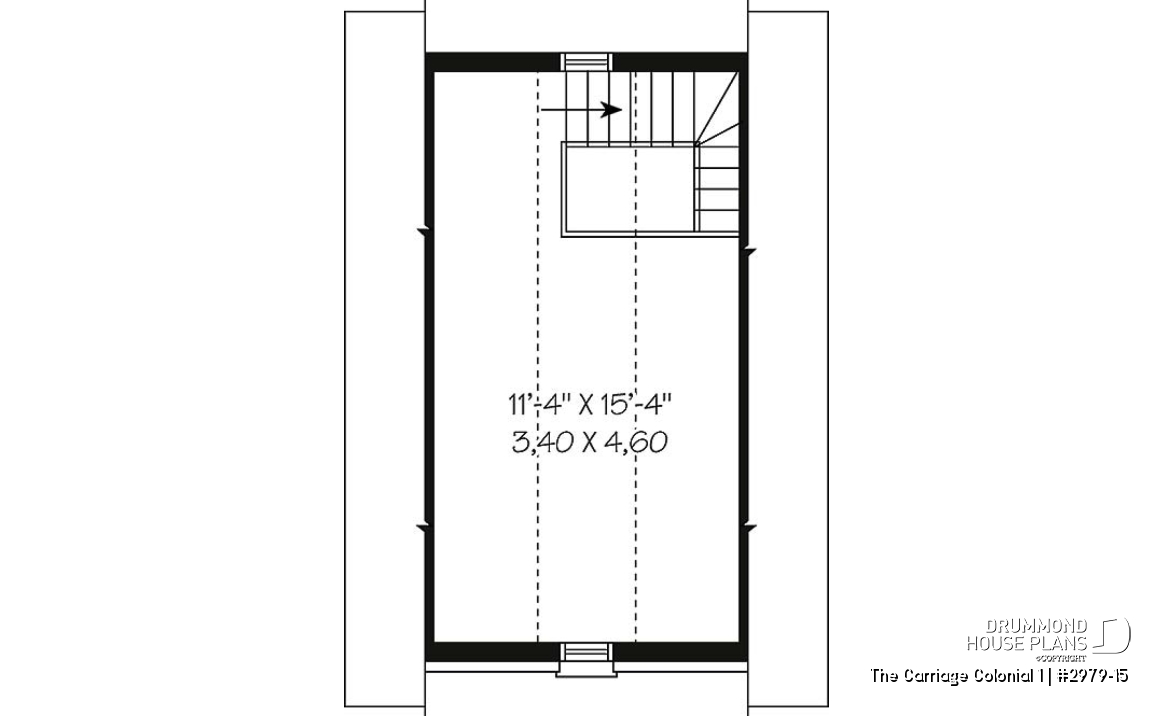 2nd level - One-car garage plan with bonus space on attic - The Carriage Colonial 1
