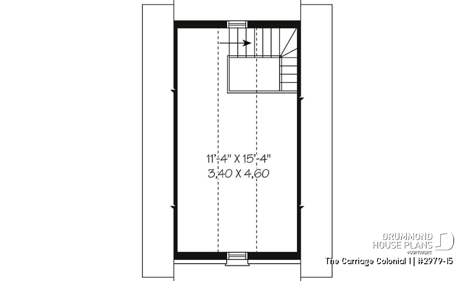 2nd level - One-car garage plan with bonus space on attic - The Carriage Colonial 1