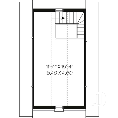 2nd level - One-car garage plan with bonus space on attic - The Carriage Colonial 1