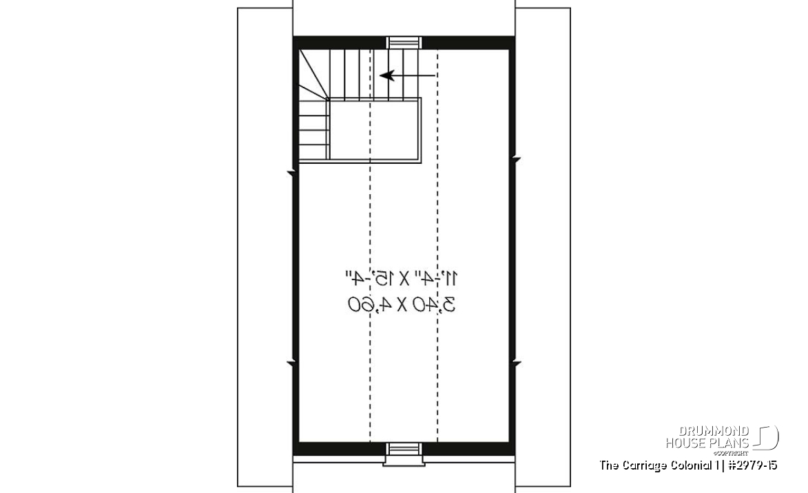 2nd level - One-car garage plan with bonus space on attic - The Carriage Colonial 1