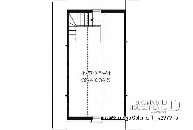 2nd level - One-car garage plan with bonus space on attic - The Carriage Colonial 1