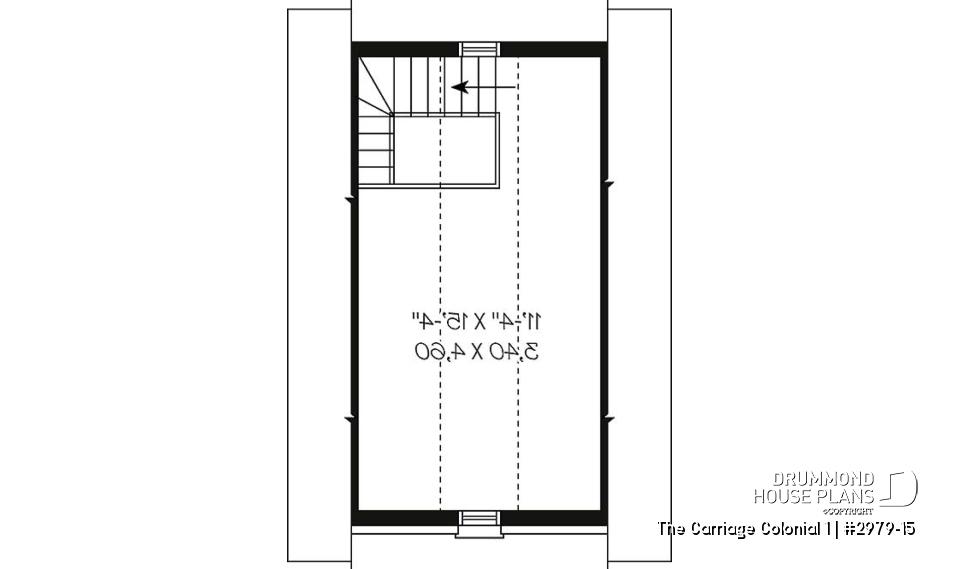 2nd level - One-car garage plan with bonus space on attic - The Carriage Colonial 1