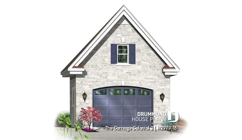 front - BASE MODEL - Ample 1-car garage with storage space on second floor - The Carriage Colonial 2