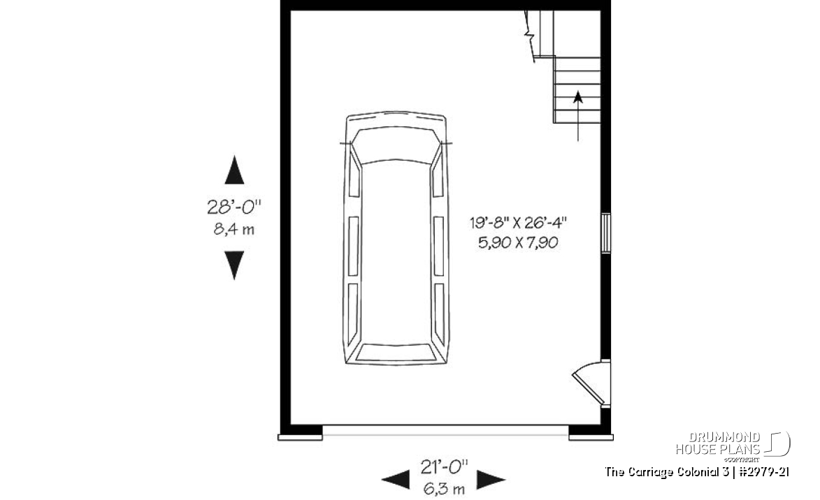 1st level - Traditional two-car garage plan with storage on second floor - The Carriage Colonial 3