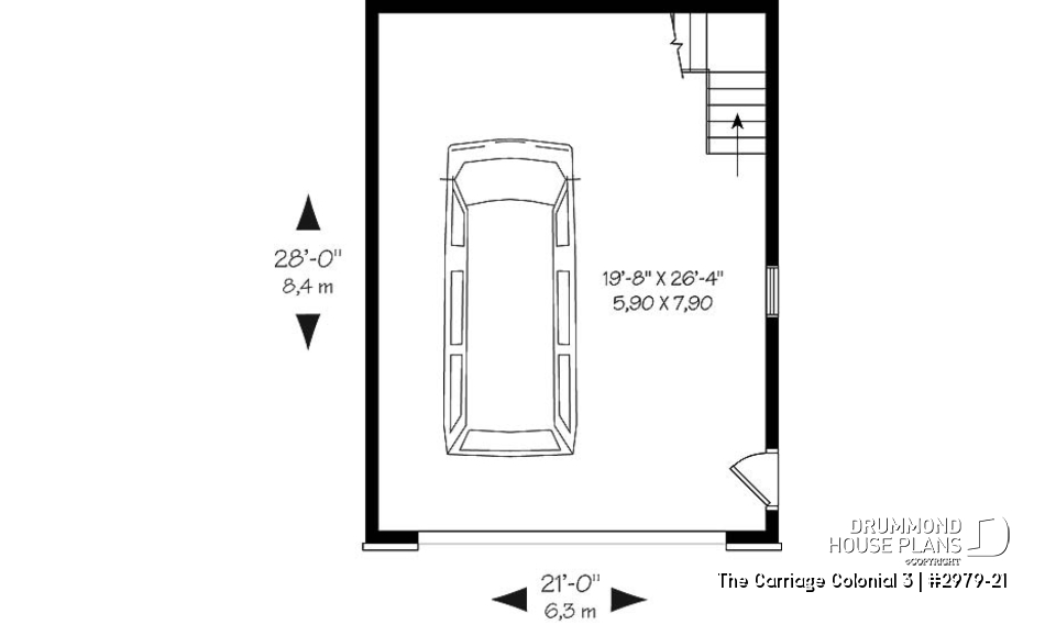 1st level - Traditional two-car garage plan with storage on second floor - The Carriage Colonial 3