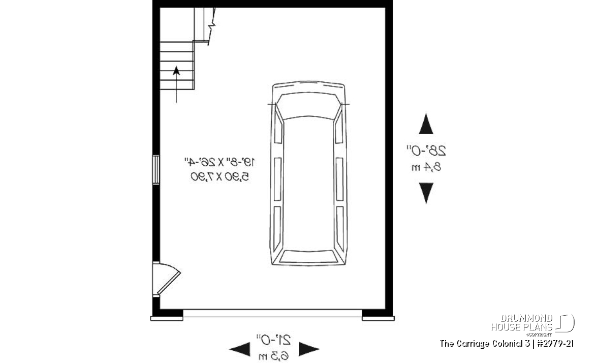 1st level - Traditional two-car garage plan with storage on second floor - The Carriage Colonial 3