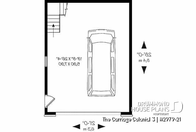 1st level - Traditional two-car garage plan with storage on second floor - The Carriage Colonial 3