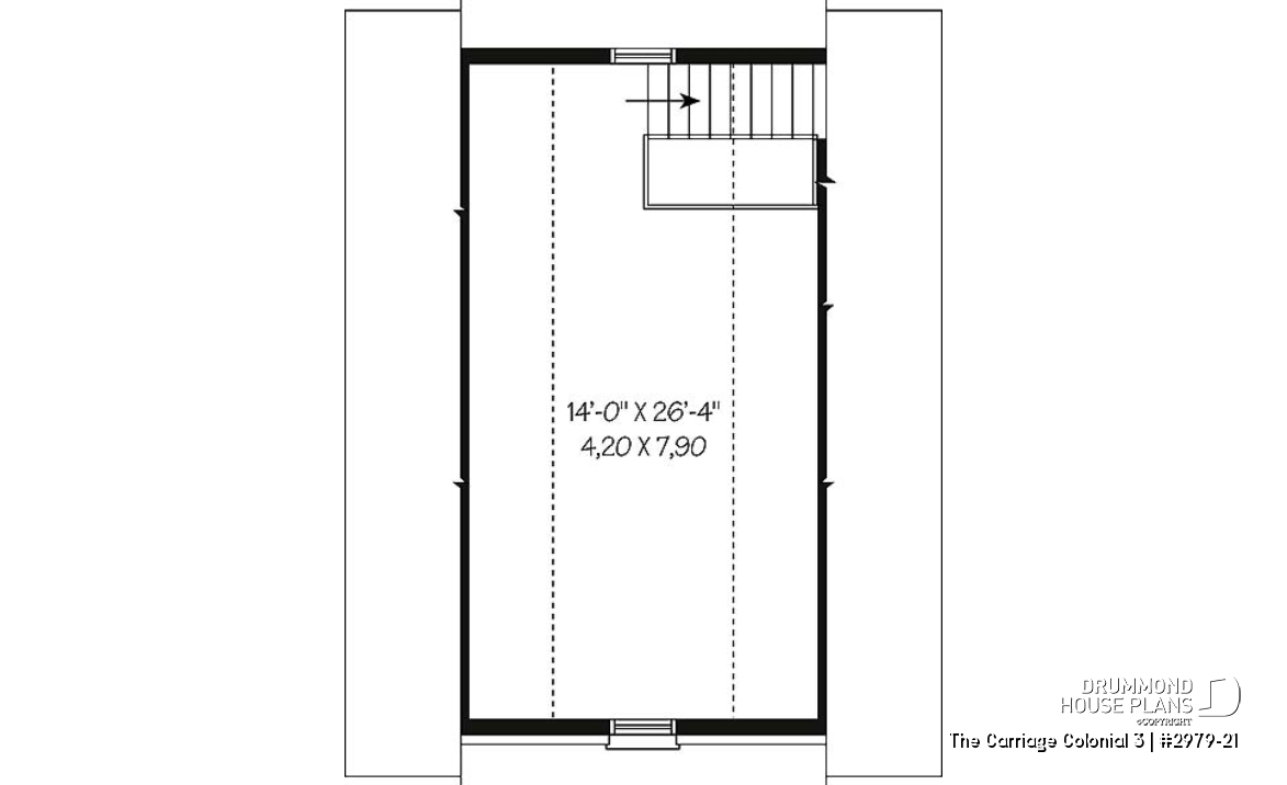 2nd level - Traditional two-car garage plan with storage on second floor - The Carriage Colonial 3