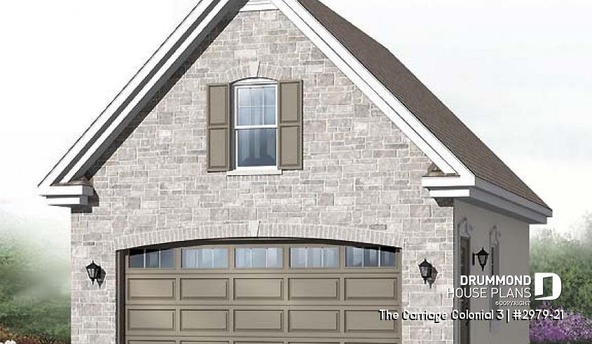 front - BASE MODEL - Traditional two-car garage plan with storage on second floor - The Carriage Colonial 3