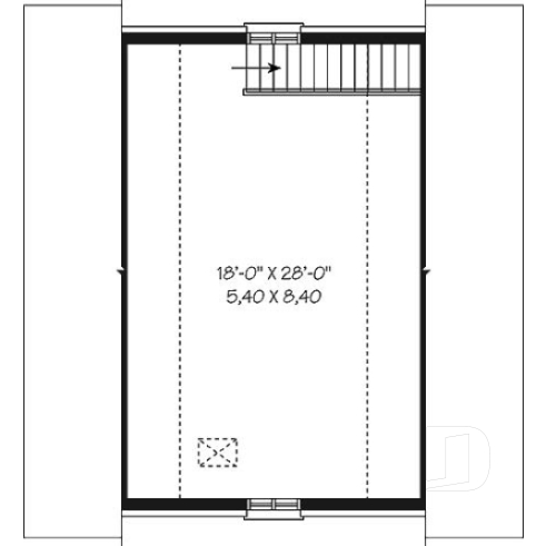 2nd level - Double garage plan with large space (on second floor) for an office or storage - Ginger Lane