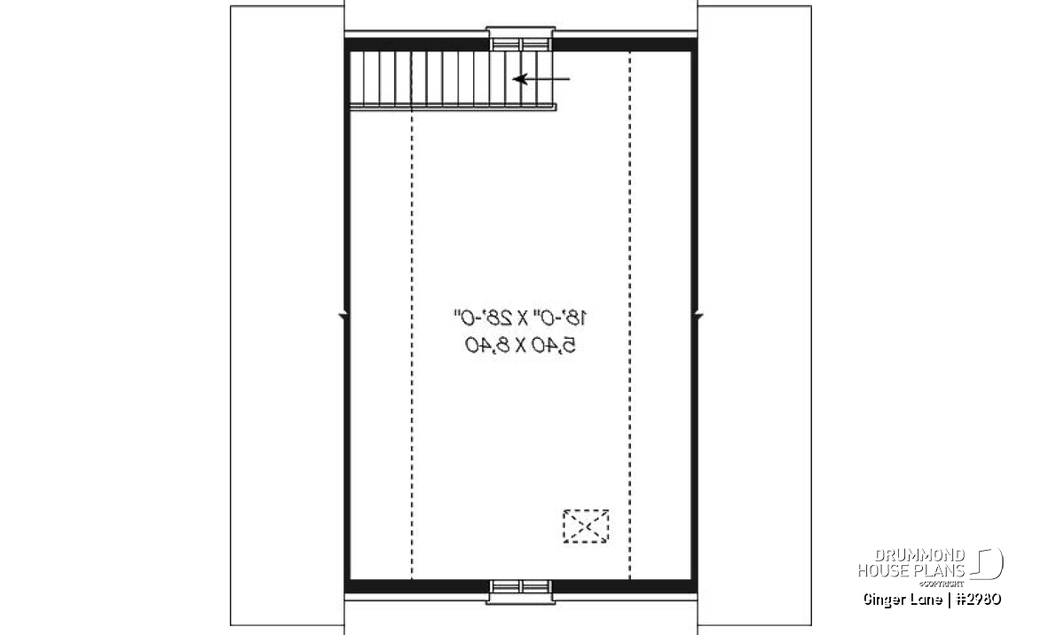 2nd level - Double garage plan with large space (on second floor) for an office or storage - Ginger Lane