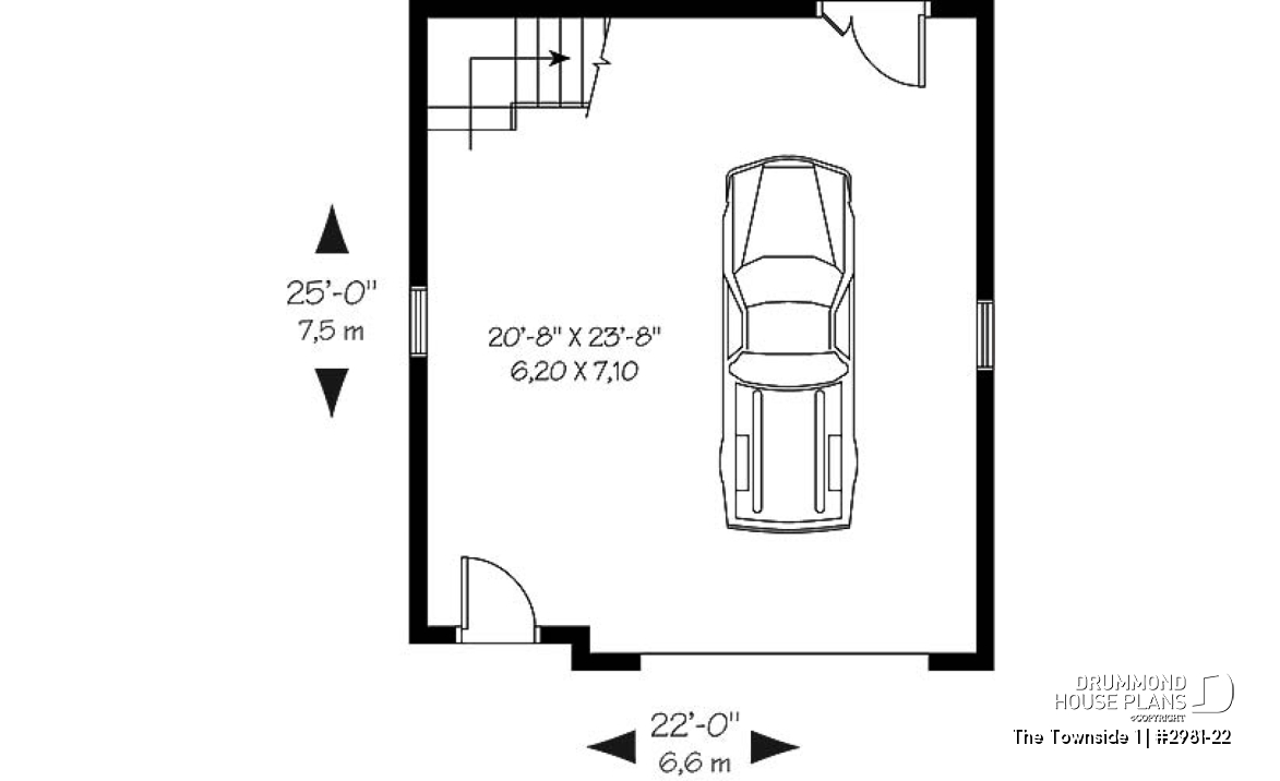 1st level - Spacious Country One-car Garage Plan with Storage on Attic  - The Townside 1