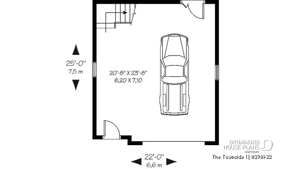 1st level - Spacious Country One-car Garage Plan with Storage on Attic  - The Townside 1