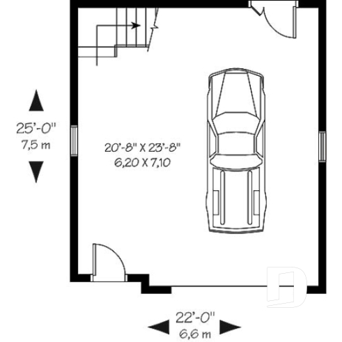 1st level - Spacious Country One-car Garage Plan with Storage on Attic  - The Townside 1