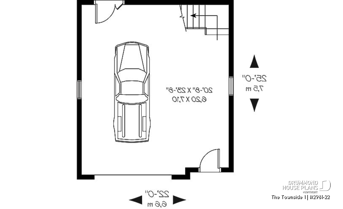1st level - Spacious Country One-car Garage Plan with Storage on Attic  - The Townside 1