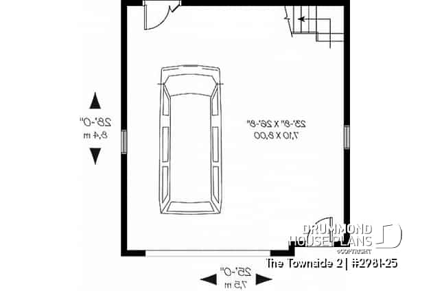 1st level - Large one-car garage plan with storage room above. - The Townside 2