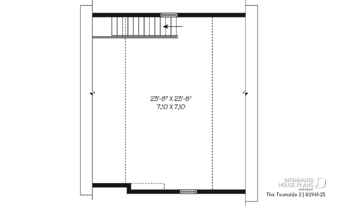 2nd level - Large one-car garage plan with storage room above. - The Townside 2