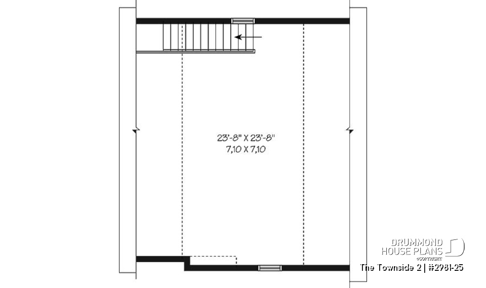 2nd level - Large one-car garage plan with storage room above. - The Townside 2