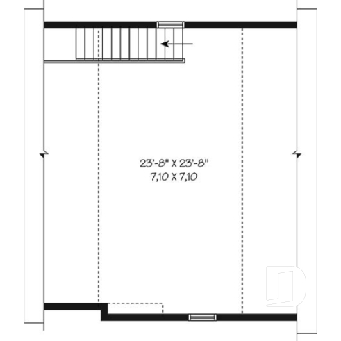 2nd level - Large one-car garage plan with storage room above. - The Townside 2