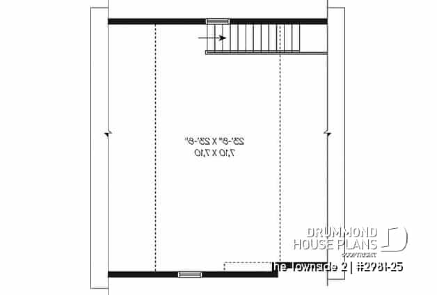 2nd level - Large one-car garage plan with storage room above. - The Townside 2