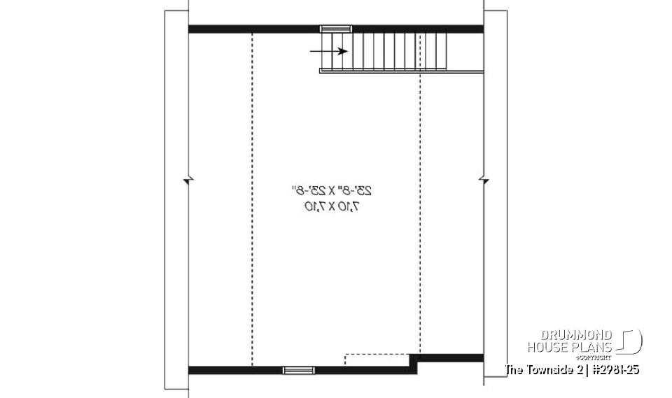 2nd level - Large one-car garage plan with storage room above. - The Townside 2