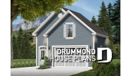 front - BASE MODEL - X-Large one-car garage plan with bonus room above. - The Townside 2