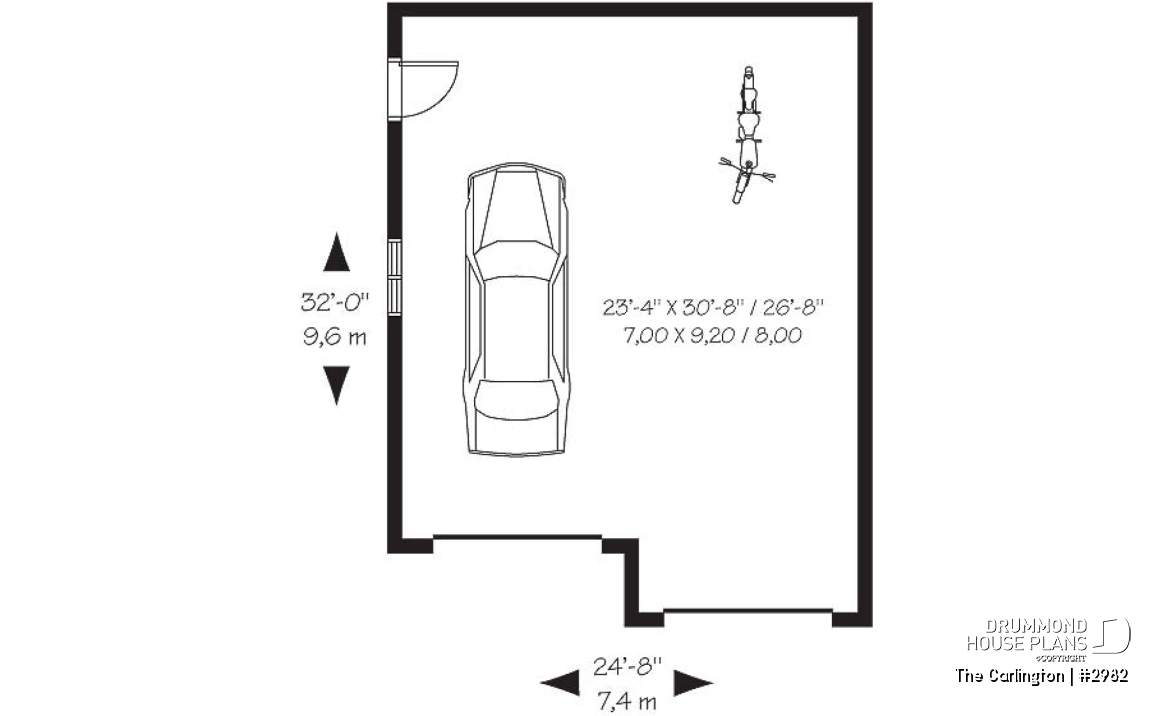 1st level - 2-car garage plan design available in PDF and blueprints - The Carlington