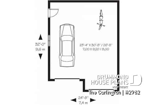 1st level - 2-car garage plan design available in PDF and blueprints - The Carlington