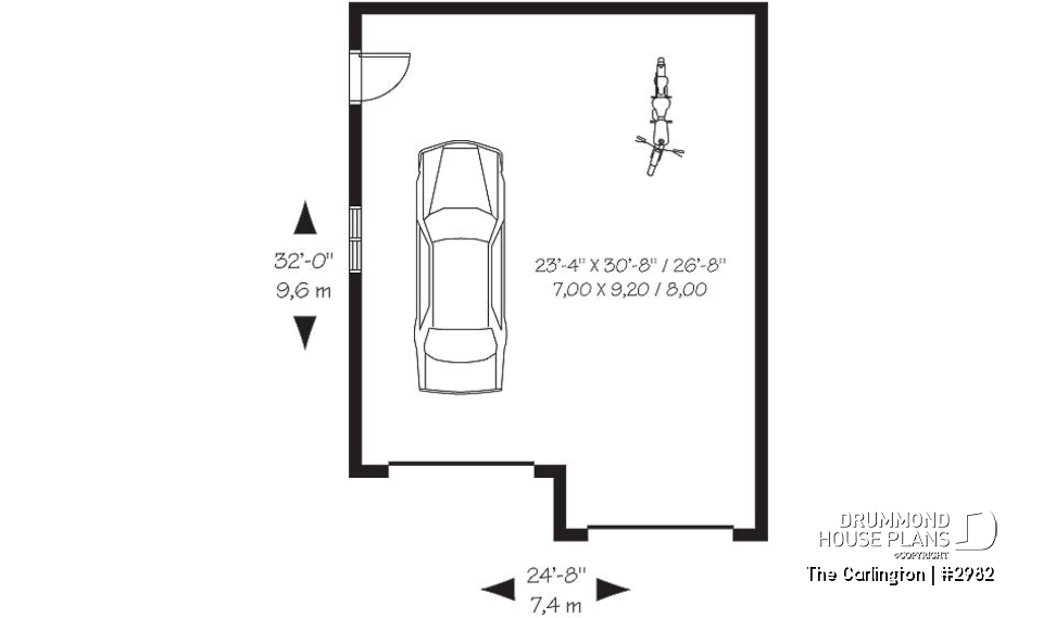 1st level - 2-car garage plan design available in PDF and blueprints - The Carlington