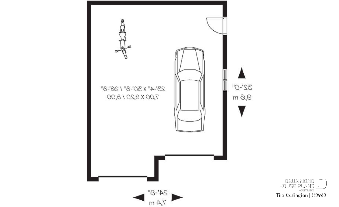 1st level - 2-car garage plan design available in PDF and blueprints - The Carlington