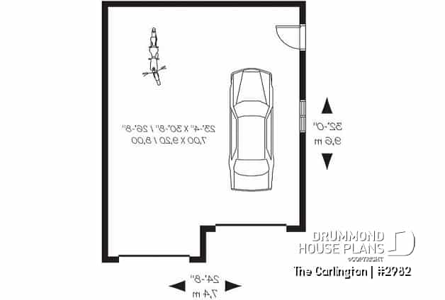1st level - 2-car garage plan design available in PDF and blueprints - The Carlington