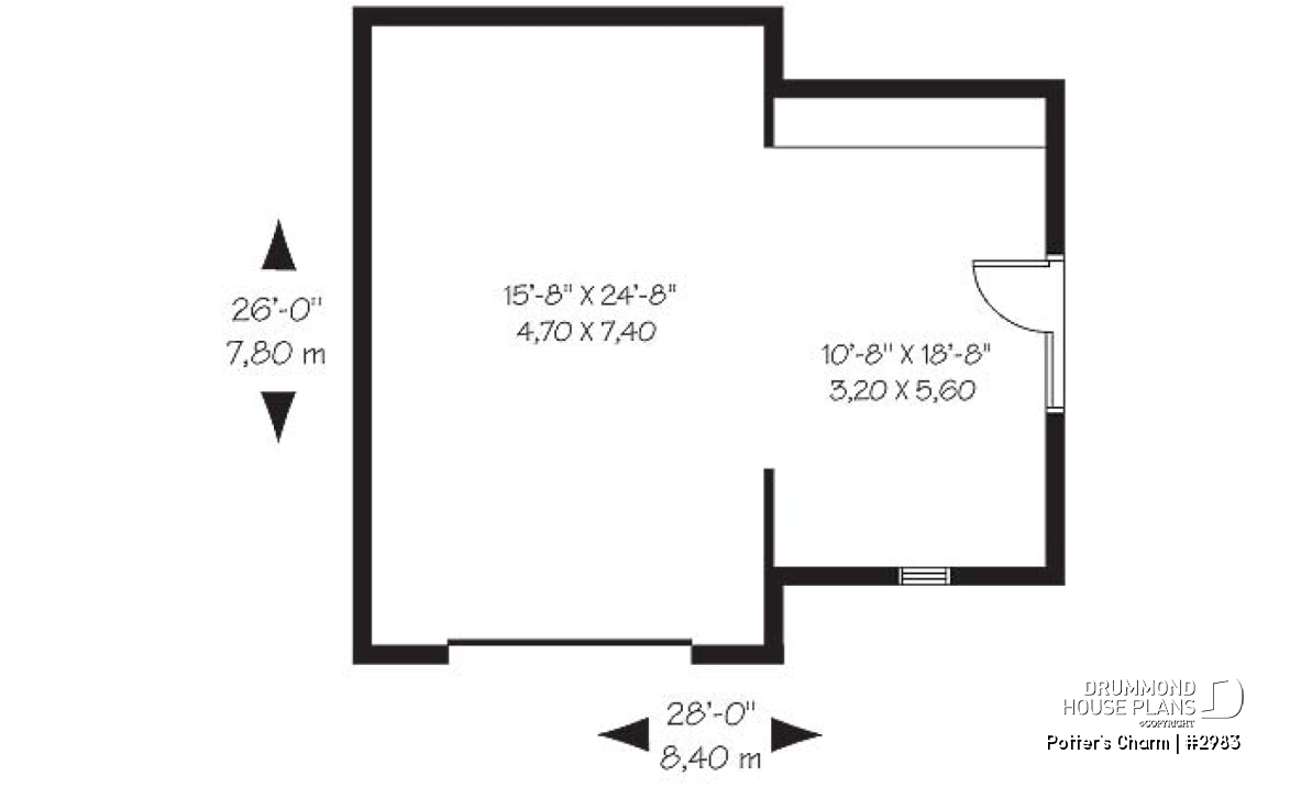1st level - One car garage plan with storage or gardening area - Potter's Charm