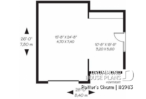 1st level - One car garage plan with storage or gardening area - Potter's Charm