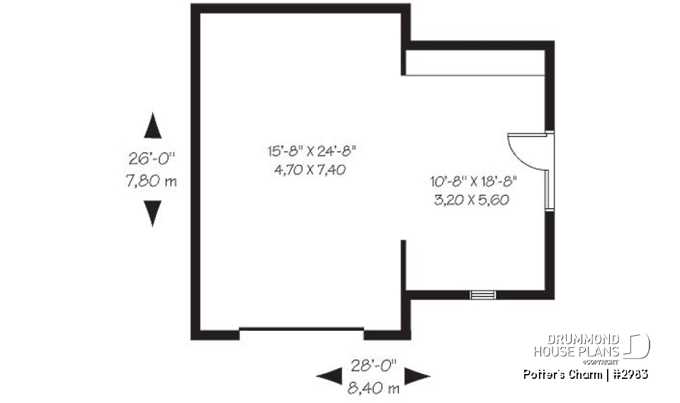 1st level - One car garage plan with storage or gardening area - Potter's Charm