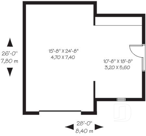 1st level - One car garage plan with storage or gardening area - Potter's Charm