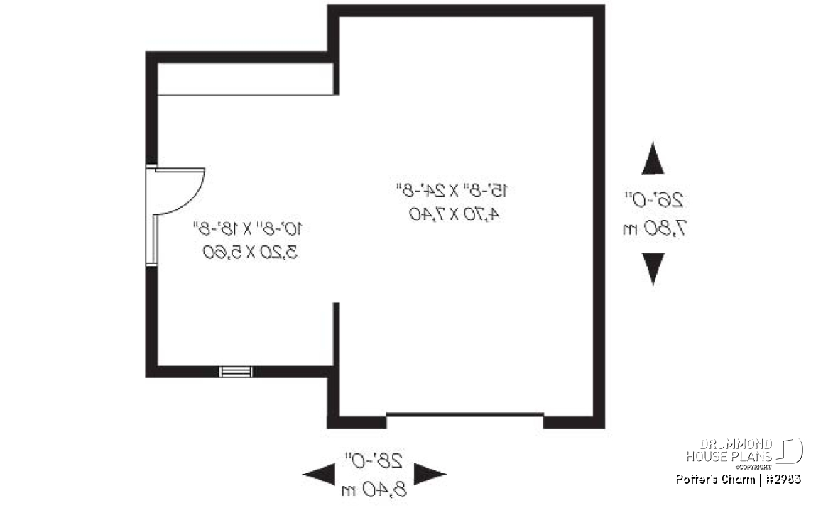 1st level - One car garage plan with storage or gardening area - Potter's Charm