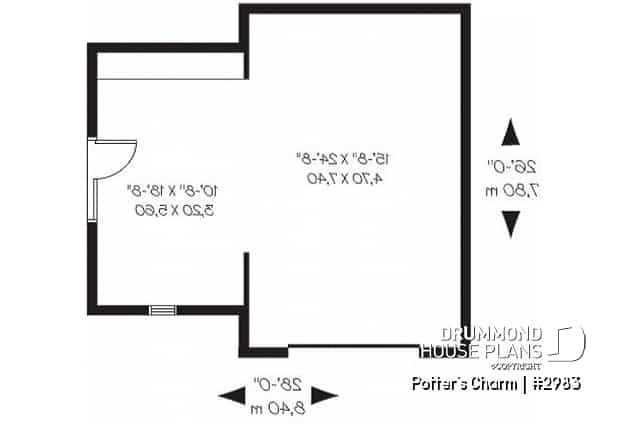 1st level - One car garage plan with storage or gardening area - Potter's Charm