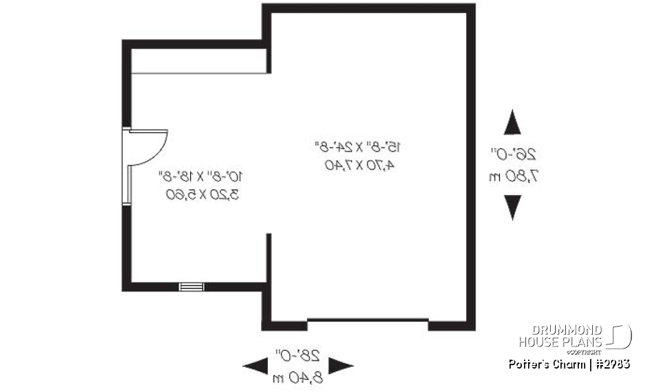 1st level - One car garage plan with storage or gardening area - Potter's Charm